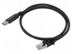 Cable | USB 3.0 | RJ45 plug,USB A plug | nickel plated | 3m | black
