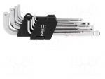 Wrench: hex key-set | spherical | Chrom-vanadium steel | 9pcs.