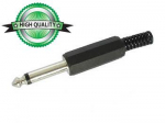6.35mm MALE JACK CONNECTOR - PLASTIC BLACK MONO