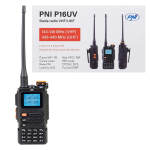 Portable VHF/UHF radio station PNI P16UV 999 channels, dual band TX and 6 RX bands, VOX transmission, Scan, FM radio, weather channels, Li-Ion 2600 mAh
