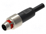 Cable: for sensors/automation | M12 | PIN: 4 | straight | 3m | plug | 4A