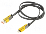 Cable | USB 2.0 | 1m | black,grey | 480Mbps | textile | 65W