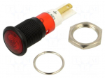 Indicator: LED | prominent | red | 130VAC | &Oslash;12mm | IP50 | connectors