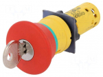 Switch: emergency stop with key | Stabl.pos: 2 | NC x2 | 2A/230VAC
