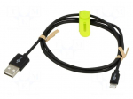 Cable | USB 2.0 | Apple Lightning plug,USB A plug | 0.5m | black