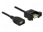 Cable | USB 2.0 | USB A socket,both sides | 0.5m | black | 24AWG,28AWG