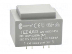 Transformer: encapsulated | 4VA | 400VAC | 12V | 333.3mA | Mounting: PCB