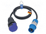 Extension lead | 3G2.5mm2 | 1.5m | rubber | black | Sockets no: 1 | 16A