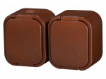 Connector: AC supply | socket | 2P+PE | 250VAC | 16A | brown | wall mount