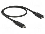 Cable | USB C socket,USB C plug | 0.5m | black | HDCP,HDR | 10Gbps | 60W