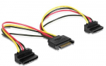 Delock 15-Pin SATA Male to 2 x SATA Female Power Splitter Cable with 90-Degree Connector