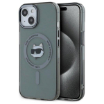 Karl Lagerfeld KLHMP15SHLSCHK Hardcase IML Metal Choupette Head MagSafe for iPhone 15 6.1" / black