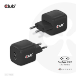 Club3D laadija 2xUSB Type C PD 45W, GaN jaem&uuml;&uuml;k