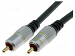 Cable | RCA plug,both sides | 1.2m | Plating: gold-plated | black