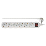 Pagarinātājs 6 ligzdu 5.0m ar zemējumu (balts), ar slēdzi 1.5mm&sup2;