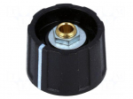 Knob | with pointer | ABS | &Oslash;shaft: 4mm | &Oslash;23x15.5mm | black