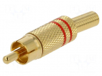 Plug | RCA | male | with strain relief | straight | soldering