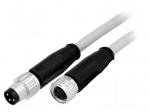 Cable: for sensors/automation | M8-M8 | male | female | PIN: 3 | plug