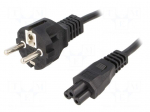 Cable | CEE 7/7 (E/F) plug,IEC C5 female | 1.5m | black | PVC | 2.5A