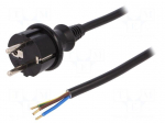 Cable | SCHUKO plug,CEE 7/7 (E/F) plug,wires | 3m | black | PVC | 16A