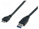 Cable | USB 3.0 | USB A plug,USB B micro plug | nickel plated | 1m