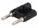 Stackable safety shunt | banana 4mm plug x2 | 15A | black | 41mm