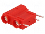 Socket | 4mm banana | 10A | 250VDC | red | silver plated | PCB | 29.7mm