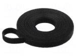 Tape: velcro | W: 10mm | L: 5m | black | Application: bundling