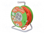 Extension lead | 3x1.5mm2 | 40m | PVC | orange | Sockets no: 4 | reel | 16A