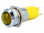 Indicator: LED | recessed | yellow | 24&divide;28VDC | &Oslash;14.2mm | IP50 | metal