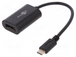 Adapter | USB 3.0 | DisplayPort socket,USB C plug | 0.2m | black
