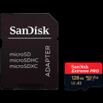 SanDisk Extreme PRO microSDXC 128GB + SD Adapter + 2 years RescuePRO Deluxe up to 200MB/s & 90MB/s Read/Write speeds A2 C10 V30 UHS-I U3