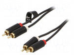 Cable | RCA plug x2,both sides | 3m | Plating: gold-plated | black