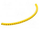 Marker: cable | Marking: + | 1.3&divide;3mm | PVC | yellow | leaded | PA-02 | L: 3mm
