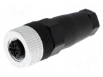 Connector: M12 | plug | PIN: 5 | female | E | 50V | straight | IP67 | 4A | 4&divide;6mm