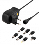 DELTACO switchable power supply 100-240 V, 3-12 V, 600 mAh, 6 tips PSR-06A