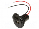 USB power supply | USB A socket | Sup.volt: 12&divide;24VDC | Inom: 3A