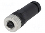 Connector: M12 | plug | PIN: 5 | female | E | 50V | straight | IP67 | 4A | 6&divide;8mm