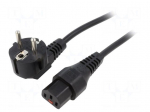 Cable | CEE 7/7 (E/F) plug angled,IEC C13 female | 5m | black | 10A