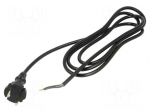 Cable | 2x1mm2 | CEE 7/17 (C) plug,wires | PUR | 2m | black | 10A | 230V