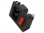 Connector: AC supply | socket | male | 16A | 250VAC | C20 (I) | IEC 60320