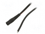 Cable | 2x0.75mm2 | wires,DC 5,5/2,1 socket | straight | black | 5m