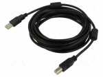 Cable | USB 2.0 | USB A plug,USB B plug | 5m | black | Cu