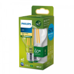 PHILIPS LED stikla 60W A60 E27 2700K caurspīdīga ultra energoefektīva spuldze 8720169187658 929003623501