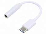 Cable | USB 3.1 | Jack 3.5mm socket,USB C plug | 0.12m | white
