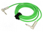 Cable | Jack 6.3mm 2pin angled plug,both sides | 3m | green | 0.5mm2