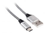 Tahvelarvutid ja tarvikud // USB kaablid // Kabel TRACER USB 2.0 TYPE-C A Male - C Male 1,0m czarno-srebrny