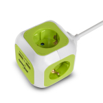 Elektrimaterjalid // Elektri laiendid, Pikendusjuhtmete, hajutuste ja UK ja USA adapterite komplekt // MagicCube poczw&oacute;rne gniazdko prądowe, 2 wejścia usb 1,4m GreenBlue GB118G wersja niemiecka