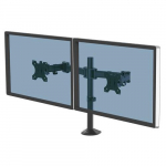 Fellowes Reflex Dual Monitor Arm - Dual Monitor Mount for 8KG 27 Inch Screens - Adjustable Monitor Desk Mount - Tilt 45&deg; Pan 180&deg; Rotation 360&deg;, VESA 75 x 75/100 x 100 - Black