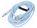 Cable | USB 2.0 | USB C plug,both sides | nickel plated | 2m | blue
